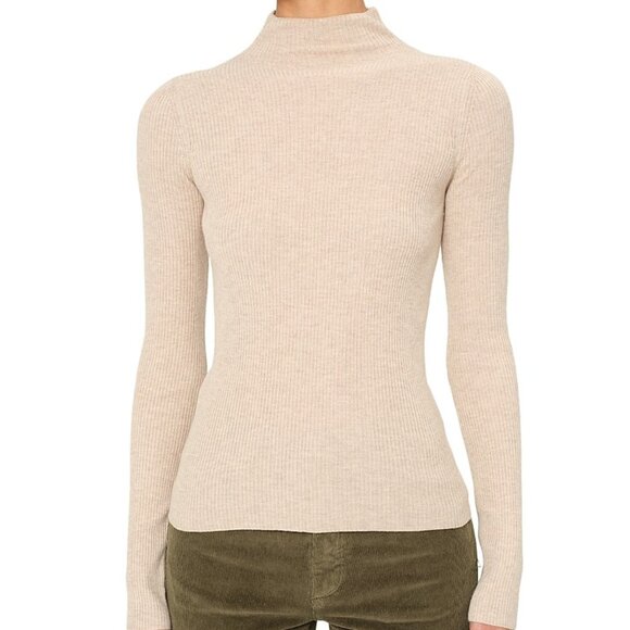 DL1961 Long Sleeve Natural Biscuit Turtleneck Sweater Tee NWT M Sustainable - Picture 3 of 4